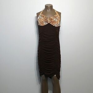 Sexy 1pc Brown Animal print Halter dress by Fashion Love